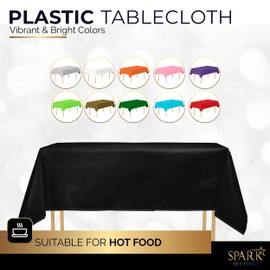 Amcrate Rectangular Plastic Black Reusable Tablecloth Cover - Ideal for Weddings, Party’s, Birthdays, Dinners, Lunch’s, Or for Any Tableware Use, (54" x 108")