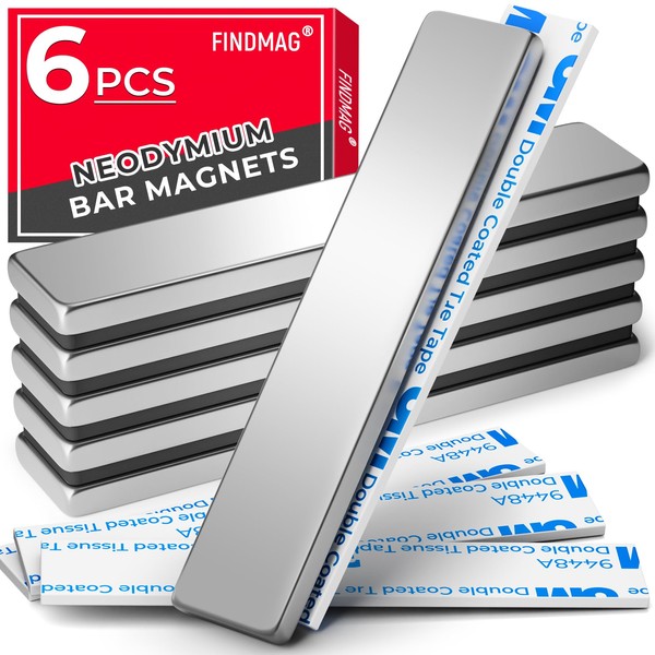 FINDMAG FINDMAG 6 Pack Powerful Neodymium Bar Magnets Rare Earth
