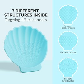 docolor Alfombrilla de Silicona para Limpiar Brochas de Maquillaje, Almohadilla Grande con Forma de Concha, Herramienta de Limpieza de Brochas, Herramienta de Lavado Portátil para Brochas de Maquillaj