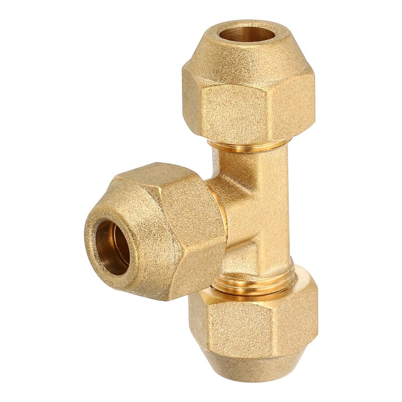 PATIKIL 3/8" x 3/8" x 3/8" Brass Pipe Fitting, 3