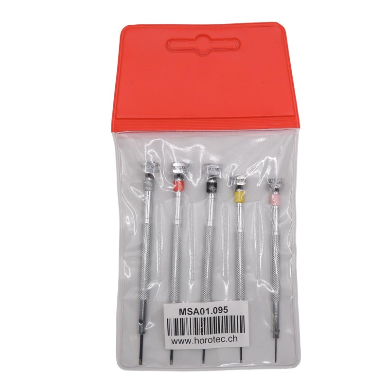 KD89 Horotec MSA01.095 Set of 5 Classic Watchmakers Screwdrivers Chrome-Plated