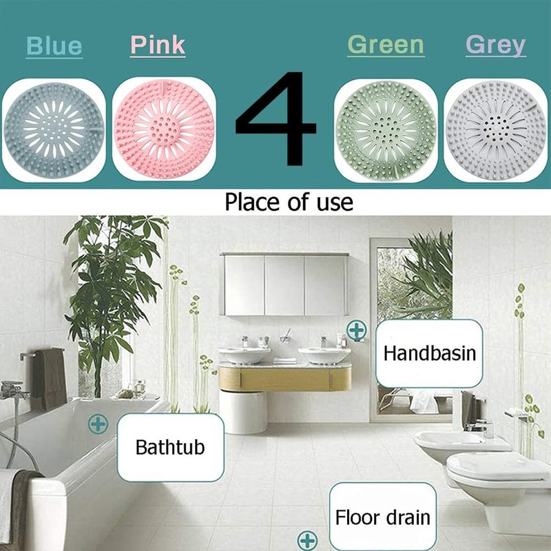 4PCS Hair Catcher Rubber Stopper Shower Drain Covers， for Bathroom,