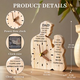 Silkwishes Dad Gifts for Fathers Day from Daughter Son, Dad Birthday Gifts for Daddy Papa, Wooden Clock Birthday Gift for Father, Fathers Day Present from Child