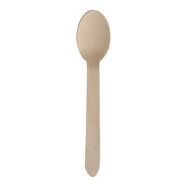 ABENA Gastro-Line 16cm Wooden Disposable Spoons, The Eco-Friendly Wooden Cutlery Choice for your Disposable Cutlery, 100% Compostable Birchwood from Certified Ethical Forests (Pack of 100)