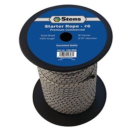 Stens 146-068 Starter Rope 3/16" Diameter, 100' Length, 6 Size - Stretch Rope for Leaf Engine and Weed Wacker, Pull Behind Tiller, Weed Cutter, Drag Harrow, and Pull Cord Rope - White Rope