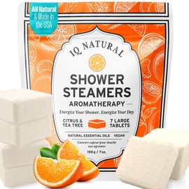 iQ Natural 7 Count Shower Steamers Aromatherapy for Women, Shower Bombs, Vapor Shower Tablets, Organic Shower Accessories Gift Set - Eucalyptus, Lavender, Citrus - Scent: Citrus