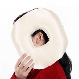 Cuifati Piercing Pillow, Donut Pillow for Side Sleepers, Silk Soft Satin Ear Protection Pillow, Reduce Ear Pressure, Snooze Pillow with Ear Hole for Side Sleepers, Headphones, Earphones