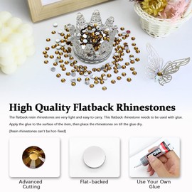 Briskbloom 4500PCS SS6 2mm Resin Flatback Rhinestone, Yellowish Brown Flatback Rhinestones for Nails, Tumblers, Mugs, Bottles, Craft Decoration, Loose Bling Glitter Diamond Stone