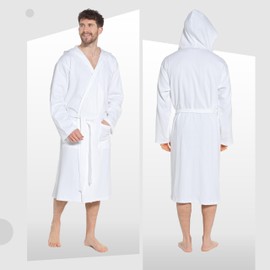 Sock Stack Men's Hooded Waffle Robe Dressing Gown Bathrobe for Men Super Absorbent Cotton Robes Spa Perfect for Home & Loungewear, White XXL