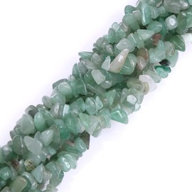 HAAMIIQII 5-8mm Natural Green Aventurine Chips Beads Irregular Chip Stones Loose Gemstone Beads Energy Healing Beads for Jewelry Making Strand 30 Inch