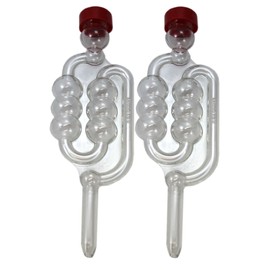 2 x Bubbler Airlocks with Red Dust Caps for Homebrew