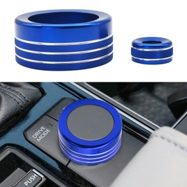 Bilisin Center Console Drive Mode Knob Button Cover Compatible with Toyota Tundra 2023 2024 Accessories, Aluminum Alloy Rear View Mirror Ring Trim Decoration (2PCS Blue)