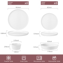 Herogo Dinnerware Sets with Pasta Bowls for 4, 16 Piece Dinner Salad Plates and Cereal Serving Bowls, Double Reactive Glaze, Microwave & Dishwasher Safe, Chip & Scratch Resistant, Speckled White