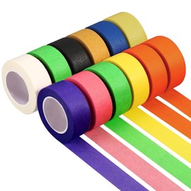 Belligern 12 Rolls Coloured Masking Tape,Coloured Tape for Kids Rainbow Masking Tape Coloured Teacher Tapes Masking Tapes Vibrant Colors,for Home Office and Crafts