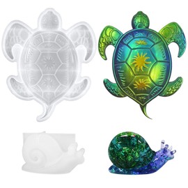 2 Pcs Resin Silicone Molds, Animal Epoxy Resin molds, lyfLux 3D Sea Turtles and Snail, 3D Lifelike Silicone Molds for Epoxy Resin for Home Decor Desktop Ornament