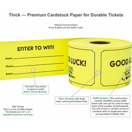 100 Tacticai Yellow Raffle Tickets (8 Colors Available), 3.5" x 2", Enter to Win Form Card with Name, Phone & Email for Events, Contest, 50/50, Ballot Box, Fundraiser & Prizes