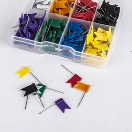 GSHLLO 160 Pcs Colored Flag Push Pins Plastic Head Thumb Tacks Cork Bulletin Board Tacks Decorative Marking Pins Travel Map Pushpins for Home Office School