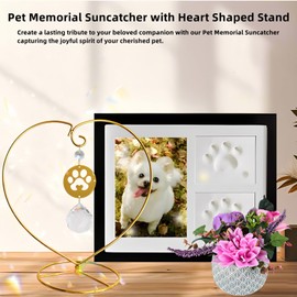 Pet Memorial Suncatcher,Dog Memorial Gifts for Loss of Dog,Pet Sympathy Crystal Sun Catcher with Golden Stand,Thoughtful Dogs and Cats Remembrance,Sympathy,Bereavement Gifts