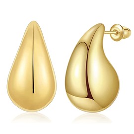 Chunky Gold Stud Half Hoop Earrings,14K Gold Plated Croissant Twist Double Hoop Earring Chunky Wheat Earring Hypoallergenic Jewelry for Women Girls (Gold)