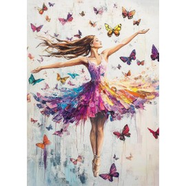 Dancing Girl Diamond Art Painting Kits for Adults - Full Drill Diamond Dots Paintings for Beginners, Round 5D Paint with Diamonds Pictures Gem Art Painting Kits DIY Adult Crafts Kits 12x16inch