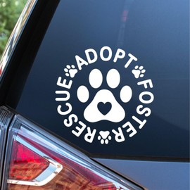 Sunset Graphics & Decals Adopt Rescue Foster Decal Vinyl Car Sticker | Cars Trucks Vans Walls Laptop | White | 5.5 inches | SGD000345