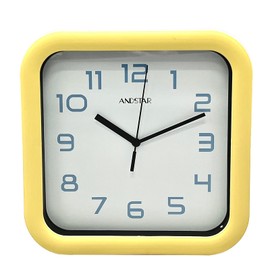 ANDSTAR Square Clock Round Modern Retro Silent Non Ticking Battery Operated Accurate Arabic Numerals Design Decorative for Home,Living Room,Bedroom,Office,Canteen,School(Yellow)