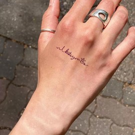 Oottati 2 Sheets Colorful Cursive Quote Temporary Tattoos for Adults, "I love you" "I hate you" Script Quote Fake Tattoo Stickers, Waterproof Long Lasting Body Art for Arm Wrist
