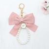 Atifober Pink Bow Keychain, Bow Pearl Purse Charms for Handbags