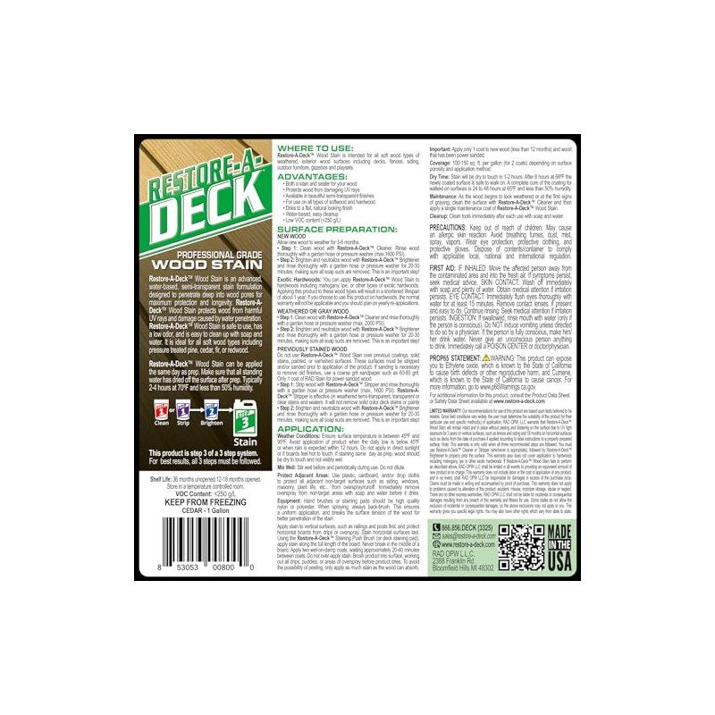 Restore-A-Deck Wood Stain for Decks, Fences, & Wood Siding (1