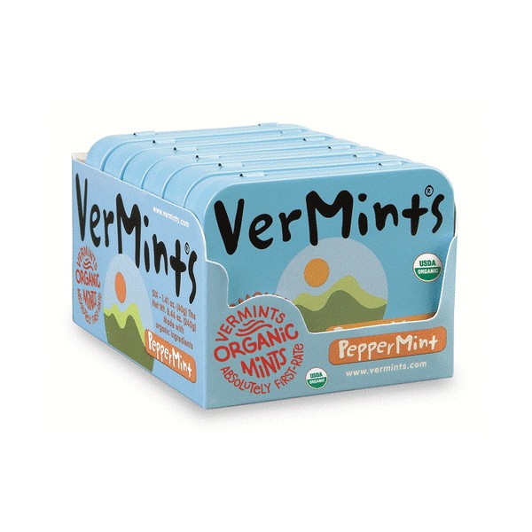 VerMints Organic Breath Mints, Peppermint / 6 pack