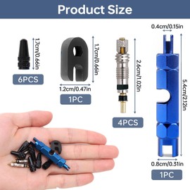 12-Piece Presta Valve Core Set, Valve Key Bicycle Valve Insert, Valve Adapter for Bicycle Valve Insert, Valve Core Remover, Tool Valve Protection Caps for Bicycles and Mountain Bikes (A)