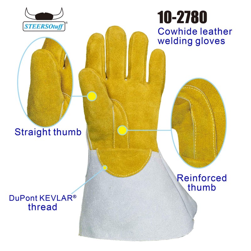[STEERSOTUFF] Weldas Premium Reverse Grain Cow Leather Welding Gloves, Traditional