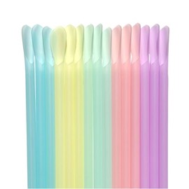 Snow Cone Straws Disposable Plastic Spoon Straws,Yellow Teal Blue Purple Pink Mixed Light Color 100 PCS