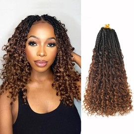 Vustbeauty 9 Packs Boho Box Braids Crochet Hair 14 Inch Goddess Box Braids Crochet Hair With Curly Ends Synthetic Bohemian Braids Hair Extension For Women (14inch, 1b/4/30)