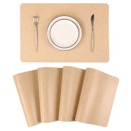 Faux Leather Placemats, Set of 4 PU Table Mats, Easy to Clean, Heat & Stain Resistant for Office Conference Table,Dining Home Decor