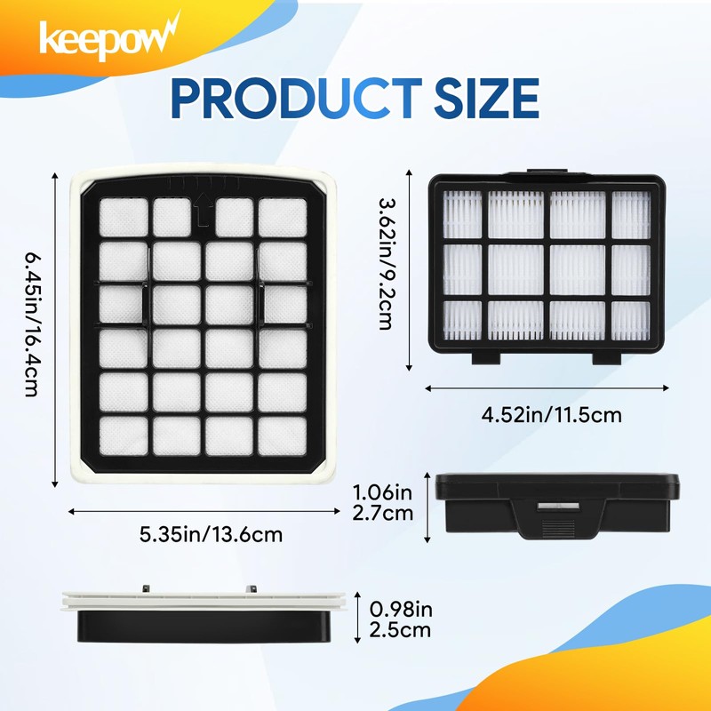 KEEPOW Replacement Filters Compatible with Eureka NEN180 NEN186BL Bagless Canister