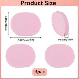 GORGECRAFT 4Pcs Large Facial Cleansing Sponge Reusable Make Up Remover Sponges Oval Face Washing Sponges Pink Wet Puff for Foundation Daily Cleansing Gentle Exfoliating Makeup Beauty Tool