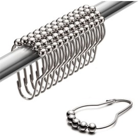 Shower Curtain Rings Shower Hooks Double Hooks Rust Resistant Metal for Curtain Shower Curtain Shower Curtain Bathroom (12 Pack)