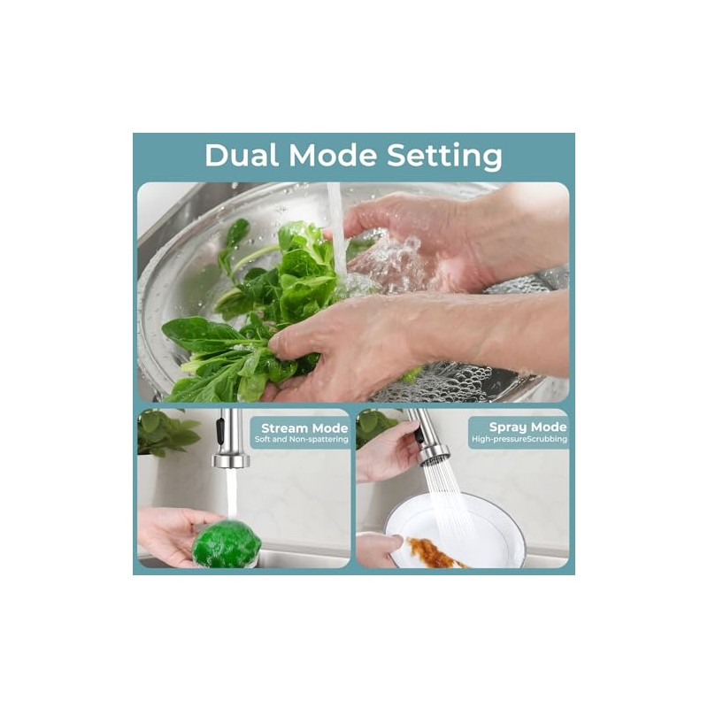 Kitchen Faucet with Pull Down Sprayer,Commercial Single Handle Stainless Steel