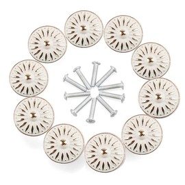 RilexAwhile Cabinet Knob, 10Pcs 33mm Dresser Cupboard Cabinet Drawer Knobs Wardrobe Door Pull Handle for Home Office