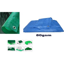 KAV - 1.80 x 2.70M (6x9 FT) Green Strong Waterproof Universal Tarpaulin Tarp sheet in - Ground Sheet Covers For Camping Fishing Gardening Pets Premium Quality Cover Made of 80 gram