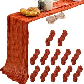 YARGEZON 12 Pack 10 Ft Terracotta Thanksgiving Cheesecloth Table Runner Gauze Cheese Cloth for Burnt Orange Fall Bridal Baby Shower Wedding Decor ( 35 x 120 Inch )