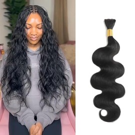 Human Braiding Hair Body Wave Bulk Human Hair for Braiding No Weft 1 Bundle 100g 10A Brazilian Curly Human Hair Extensions for Boho Braids (24 Inch)