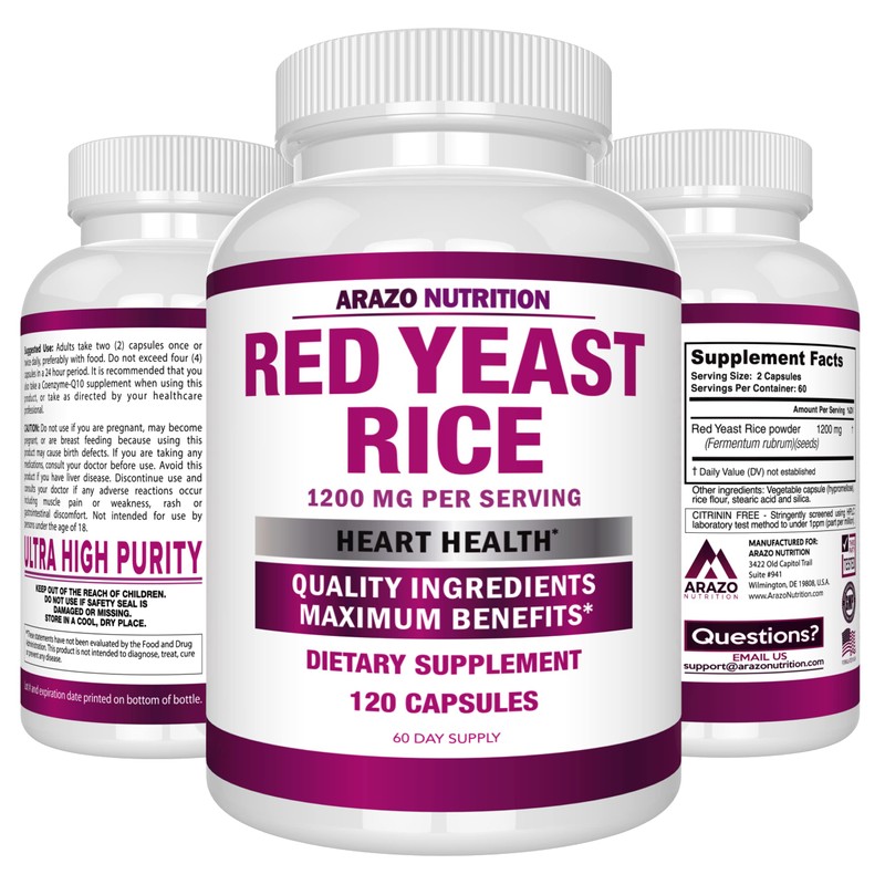 Arazo Nutrition Red Yeast Rice Extract 1200 MG – Citrinin