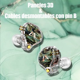 TIME4BUY Auriculares Intraurales con Cable Híbridos Dinámicos Mejorados, Monitores de Doble Controlador con Micrófono Manos Libres, Auriculares Estéreo HiFi con Cable Desmontable (Mica)