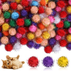 Molain Pack of 100 Large Cat Toy Balls, Soft Cat Balls 2.5 cm Kitten Pom Poms Flash Ball Cat Toy