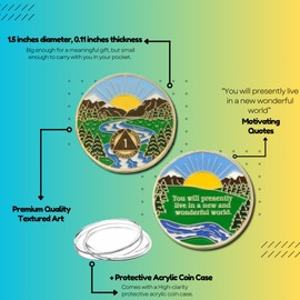 One Year Sobriety Coin - Wonderful World AA Coin - 1 Year AA Chips and Medallions - 1 Year Sober NA AA Celebrate Recovery Addicts - Alcoholics & Narcotics Anonymous Gifts for Men & Women