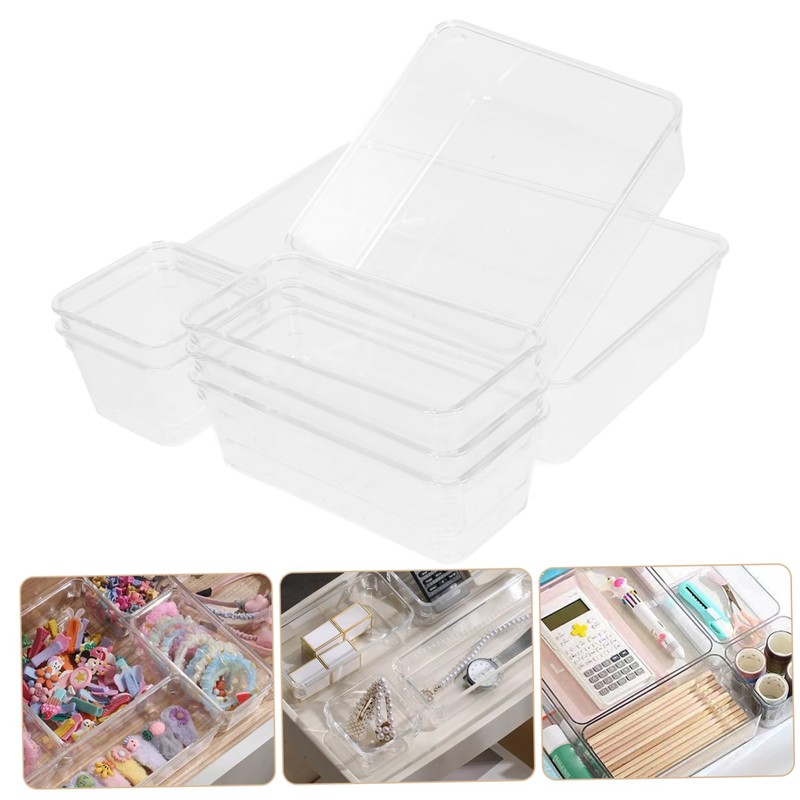 iplusmile 7pcs Desk Drawer Organizer Plastic Storage Bins Versatile Organizer