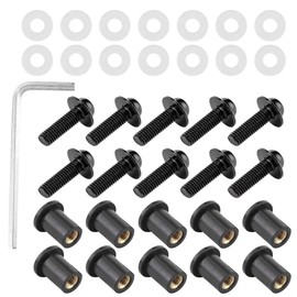 mounting bolts windshield bass tracker boat Qiilu Windshield Bolts Kit, 10pcs Motorcycle Windshield Bolts Nut Washers Universal Motorbike Fairing Mounting Kit(Black)