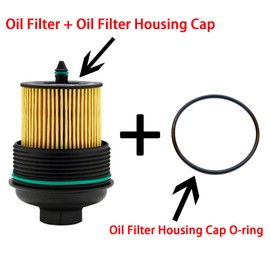AMCC Oil Filter and Oil Filter Housing Cap Compatible with Buick Chevy GMC Polaris Ponitac Saturn - LaCrosse Regal Cavalier Cobalt Equinox HHR Malibu Terrain G6 Ion Sky Vue Replaces:12605565 PF458G